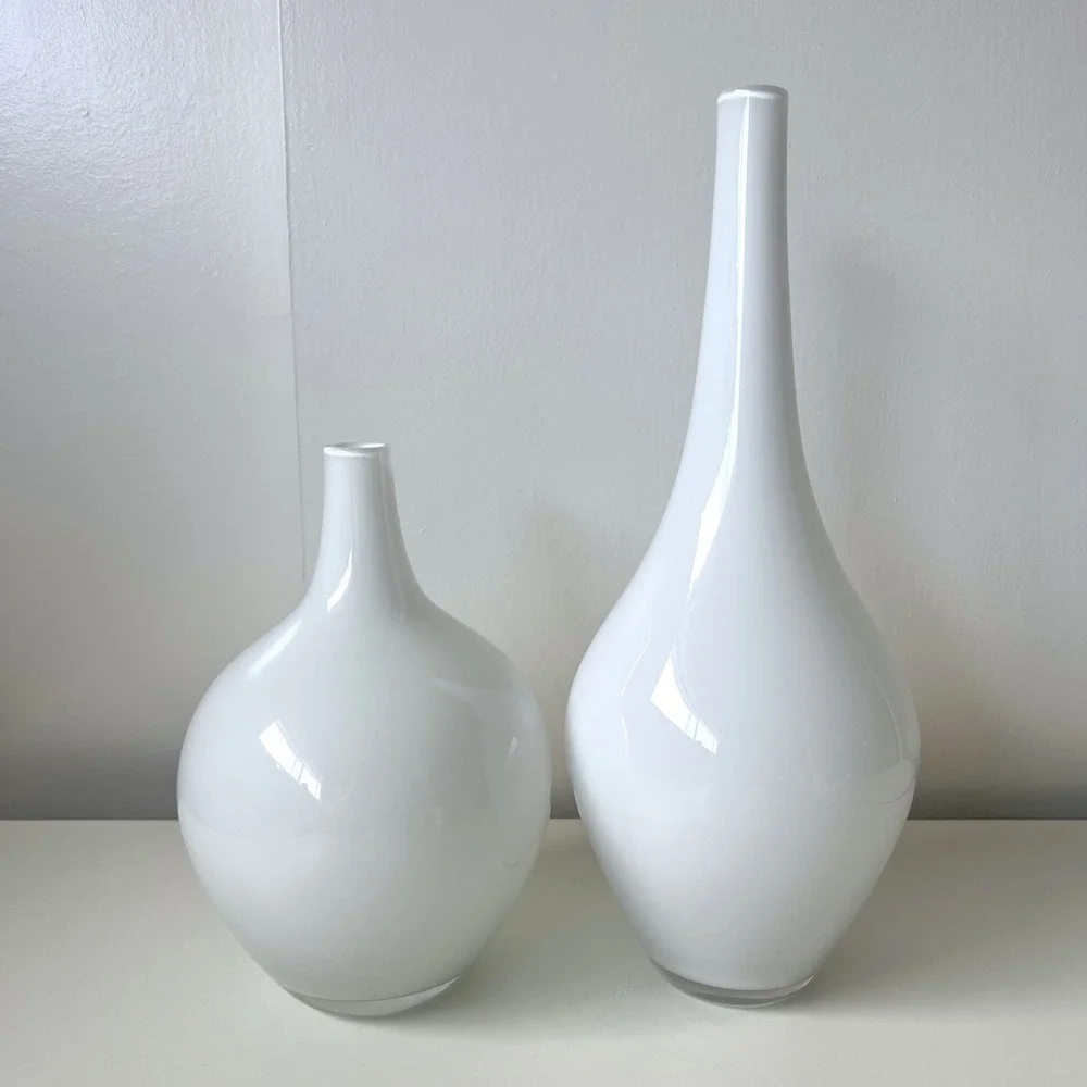 Vintage IKEA Salong White Cased Glass Vase Set Johanna Jelinek 12